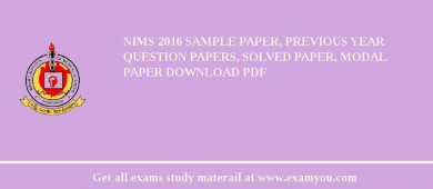 NIMS 2018 Sample Paper, Previous Year Question Papers, Solved Paper, Modal Paper Download PDF