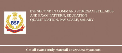 BSF Second in Command 2018 Exam Syllabus And Exam Pattern, Education Qualification, Pay scale, Salary