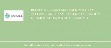 BMSICL Assistant Manager 2018 Exam Syllabus And Exam Pattern, Education Qualification, Pay scale, Salary