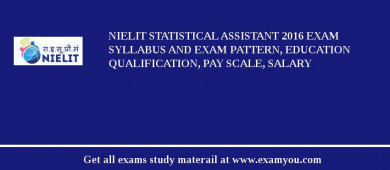 NIELIT Statistical Assistant 2018 Exam Syllabus And Exam Pattern, Education Qualification, Pay scale, Salary