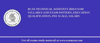 BCAS Technical Assistant 2018 Exam Syllabus And Exam Pattern, Education Qualification, Pay scale, Salary