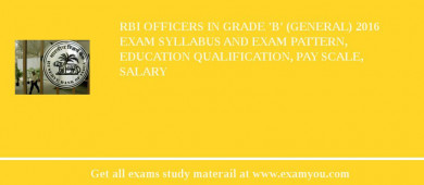 RBI Officers in Grade 'B' (General) 2018 Exam Syllabus And Exam Pattern, Education Qualification, Pay scale, Salary