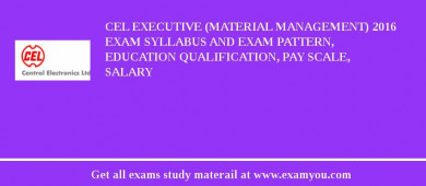 CEL Executive (Material Management) 2018 Exam Syllabus And Exam Pattern, Education Qualification, Pay scale, Salary