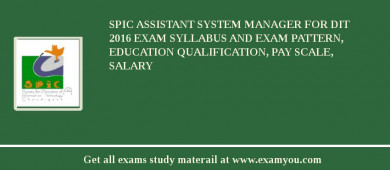 SPIC Assistant System Manager for DIT 2018 Exam Syllabus And Exam Pattern, Education Qualification, Pay scale, Salary