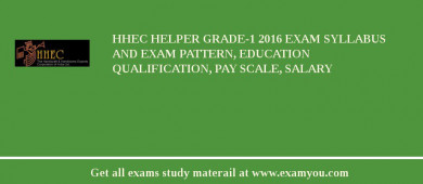 HHEC Helper Grade-1 2018 Exam Syllabus And Exam Pattern, Education Qualification, Pay scale, Salary