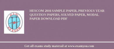 HESCOM 2018 Sample Paper, Previous Year Question Papers, Solved Paper, Modal Paper Download PDF