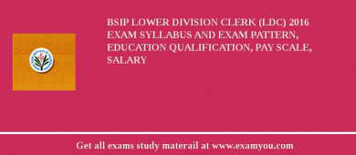 BSIP Lower Division Clerk (LDC) 2018 Exam Syllabus And Exam Pattern, Education Qualification, Pay scale, Salary