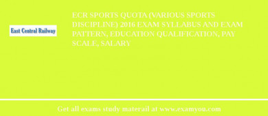 ECR Sports Quota (Various Sports Discipline) 2018 Exam Syllabus And Exam Pattern, Education Qualification, Pay scale, Salary
