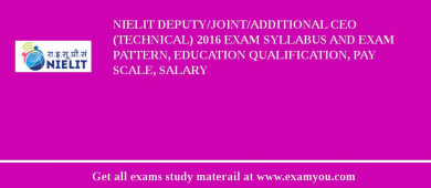 NIELIT Deputy/Joint/Additional CEO (Technical) 2018 Exam Syllabus And Exam Pattern, Education Qualification, Pay scale, Salary