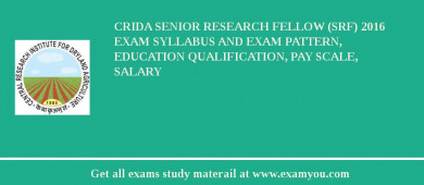 CRIDA Senior Research Fellow (SRF) 2018 Exam Syllabus And Exam Pattern, Education Qualification, Pay scale, Salary