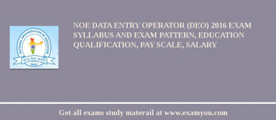 NOE Data Entry Operator (DEO) 2018 Exam Syllabus And Exam Pattern, Education Qualification, Pay scale, Salary