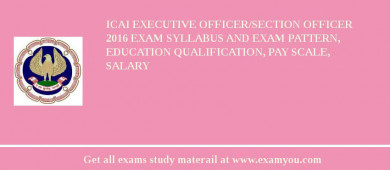 ICAI Executive Officer/Section officer 2018 Exam Syllabus And Exam Pattern, Education Qualification, Pay scale, Salary