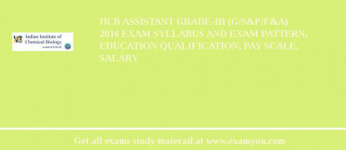 IICB Assistant Grade-III (G/S&P/F&A) 2018 Exam Syllabus And Exam Pattern, Education Qualification, Pay scale, Salary