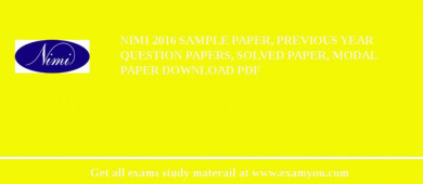NIMI 2018 Sample Paper, Previous Year Question Papers, Solved Paper, Modal Paper Download PDF