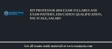BIT Professor 2018 Exam Syllabus And Exam Pattern, Education Qualification, Pay scale, Salary