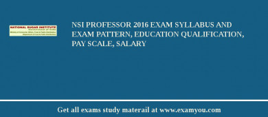 NSI Professor 2018 Exam Syllabus And Exam Pattern, Education Qualification, Pay scale, Salary