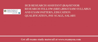 IICB Research Assistant (RA)/Senior Research Fellow (SRF) 2018 Exam Syllabus And Exam Pattern, Education Qualification, Pay scale, Salary