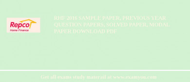 RHF 2018 Sample Paper, Previous Year Question Papers, Solved Paper, Modal Paper Download PDF