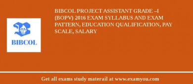 BIBCOL Project Assistant Grade –I (bOPV) 2018 Exam Syllabus And Exam Pattern, Education Qualification, Pay scale, Salary