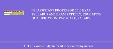 NSI Assistant Professor 2018 Exam Syllabus And Exam Pattern, Education Qualification, Pay scale, Salary