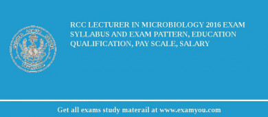RCC Lecturer in Microbiology 2018 Exam Syllabus And Exam Pattern, Education Qualification, Pay scale, Salary