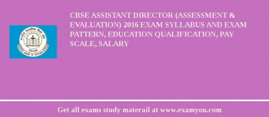 CBSE Assistant Director (Assessment & Evaluation) 2018 Exam Syllabus And Exam Pattern, Education Qualification, Pay scale, Salary