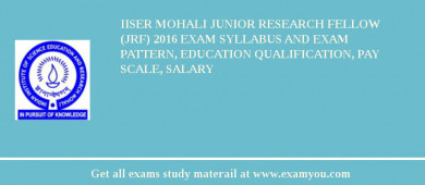 IISER Mohali Junior Research Fellow (JRF) 2018 Exam Syllabus And Exam Pattern, Education Qualification, Pay scale, Salary