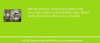 RBI Technical Attendant 2018 Exam Syllabus And Exam Pattern, Education Qualification, Pay scale, Salary