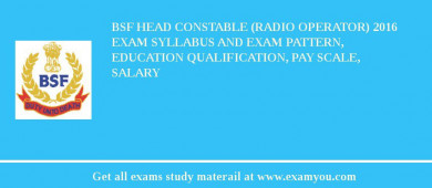 BSF Head Constable (Radio Operator) 2018 Exam Syllabus And Exam Pattern, Education Qualification, Pay scale, Salary