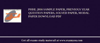 PHHL 2018 Sample Paper, Previous Year Question Papers, Solved Paper, Modal Paper Download PDF