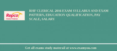 RHF Clerical 2018 Exam Syllabus And Exam Pattern, Education Qualification, Pay scale, Salary